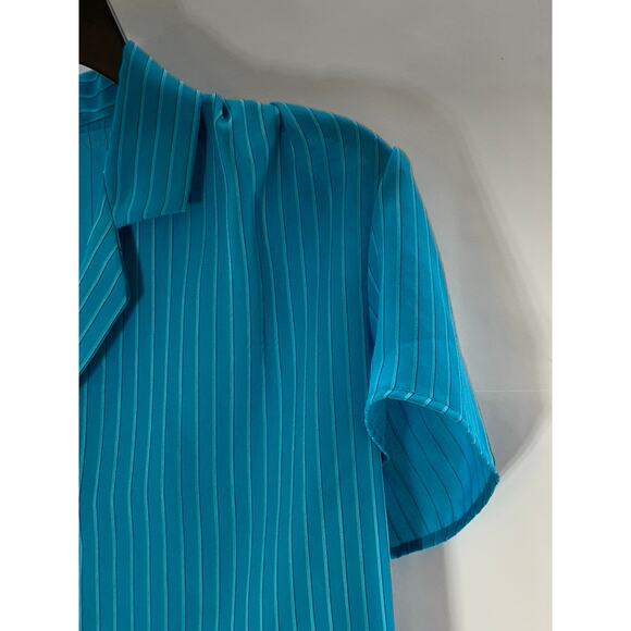 SO WHAT! Of California Women's Blue Striped V-Neck Button-Up Blouse SZ M - Picture 4 of 7